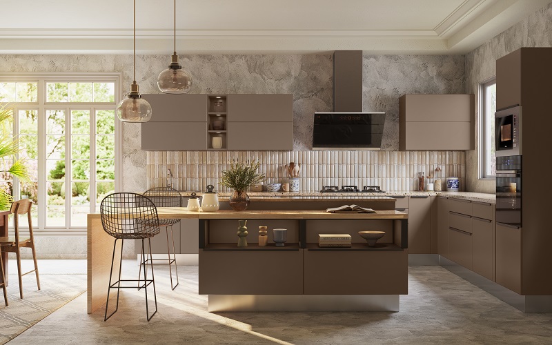 Modular Island Kitchen - Maruti Ply & Glass